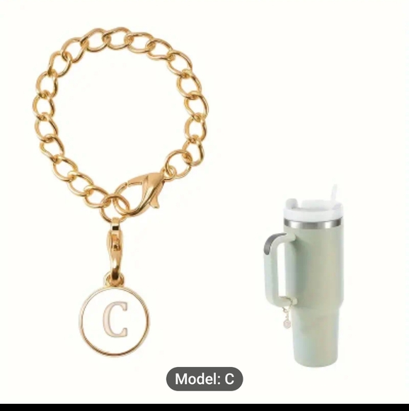 C gold Alphabet Letter Charm Accessories Stanley Cup ID Name Initial Let… - Picture 4 of 8